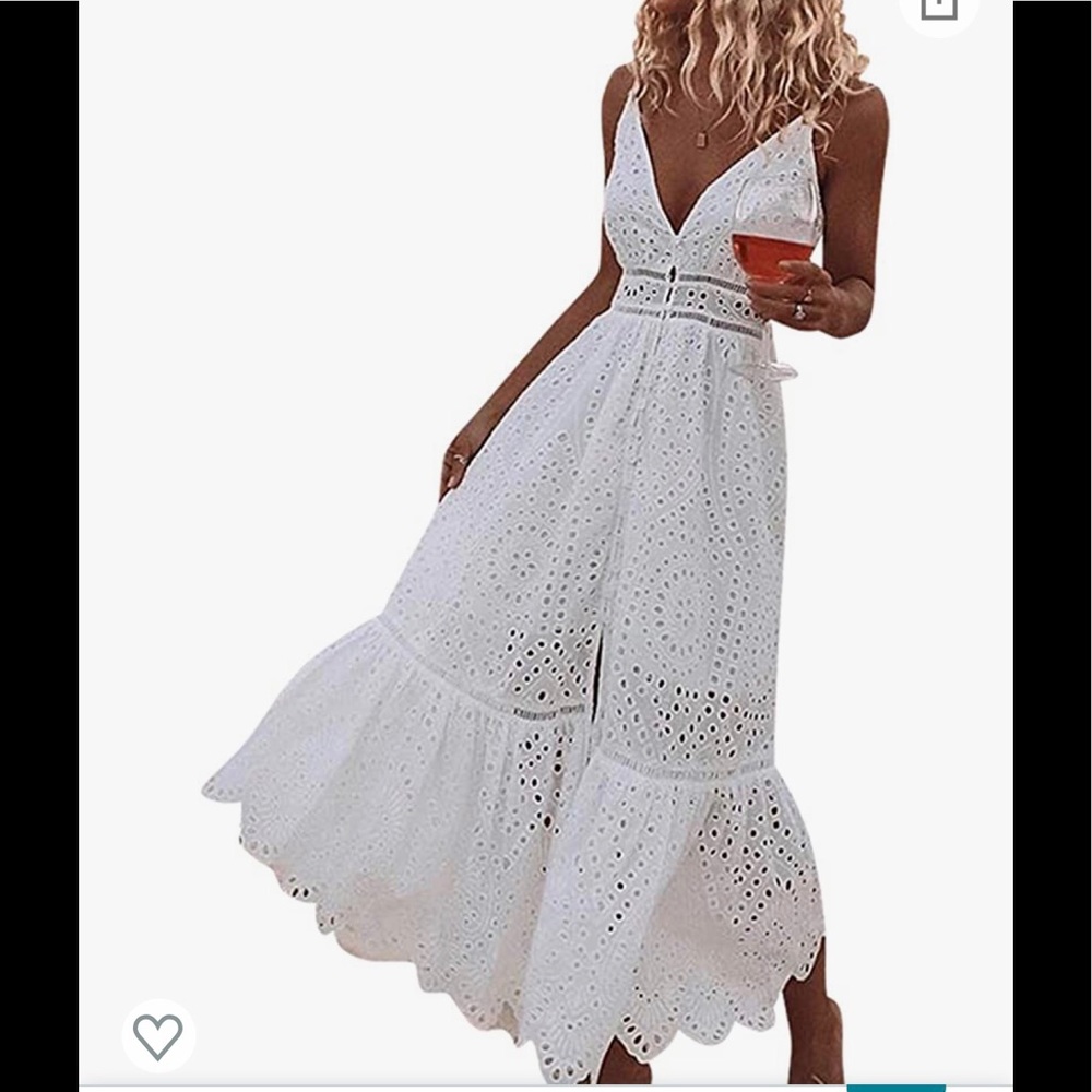 NWT! Women's Embroidery Button Down White Dress